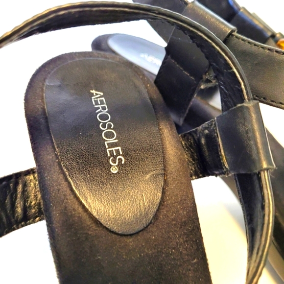 Aerosoles Black Sandals Heel 7 cm size us 8 super soft insole - Picture 10 of 15